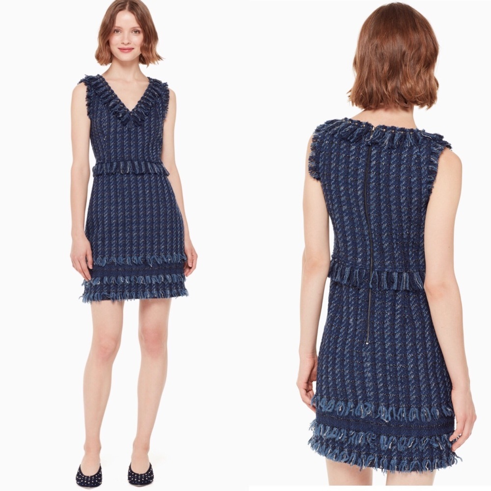 Kate Spade Jasmeen Indigo Blue Tweed Classic Dress